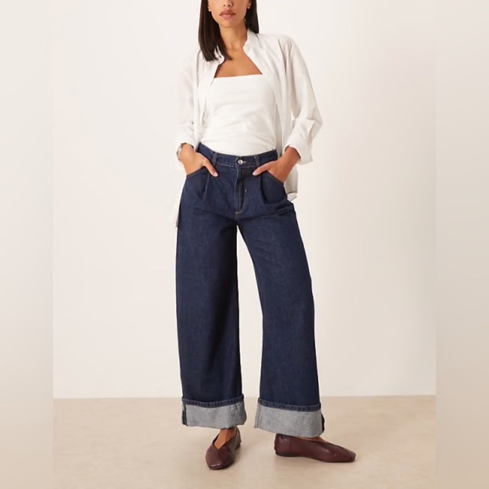NWT Free People x We The Free Alia Cuffed High-Waist Wide-Leg Jean